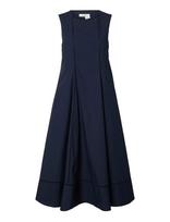 Selected - Slfdelia Reg Sl Midi Ladder Stitch Dress - Iki kelių ir midi suknelės - Tamsiai mėlyna