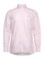 Hackett London - Cot Lin Summer Stripe - Lininiai marškiniai - Koralinė spalva