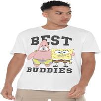 Spongebob Squarepants and Patrick, Best Buddies Unisex Adult T Shirt S balta