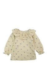 LouieLouie - Elinor Ruffle Blouse - Seersucker - Palaidinės ir tunikos - Kreminė spalva