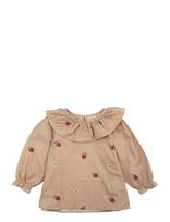 LouieLouie - Elinor Ruffle Blouse - Seersucker - Palaidinės ir tunikos - Rožinė