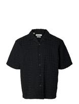 Selected - Slhrlxmonty Texture Ss Shirt - Marškiniai trumpomis rankovėmis - Juoda