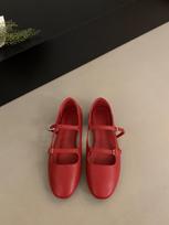 French soft flat bottom light mouth silver single shoes women 2025 new round head ballet fairy wind one pedal bean shoes 35 raudona