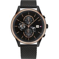 Tommy Hilfiger Weston Vyriškas kvarcinis laikrodis su juodu ciferblatu ir juodo metalo apyranke 1710505 juoda