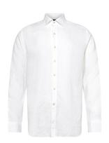 Oscar Jacobson - Reg Fit Cut Away Linen Shirt - Lininiai marškiniai - Balta