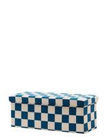 Kid's Concept - Pouffe With Storage Check Teal 80 Cm - Pufas - Mėlyna