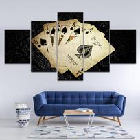 Wall Art Canvas Painting Yellowed Poker Cards 5 Pieces Painting Modular Wallpapers Poster Print For Living Room Home Decor 20X35 20X45 20X55CM