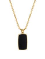 Nialaya - Black Onyx Dog Tag Necklace In Gold - Grandinėlė - Juoda