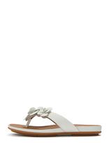 FitFlop - Gracie Flower Leather Flip-Flops - Šlepetės - Balta