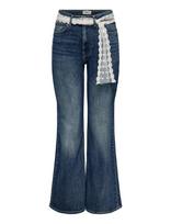ONLY - Onlregent Hw Flare Dnm Lace Belt Tai - Platėjančios kelnės - Mėlyna