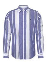 Morris - Douglas Linen Mix Stripe Shirt-Classic Fit - Laisvalaikio marškiniai - Marga / raštuota