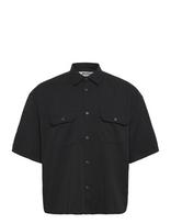 Weekday - Boxy Short-Sleeved Cotton Shirt - Marškiniai trumpomis rankovėmis - Juoda