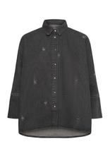 ONLY - Onlgrace 3/4 Flower Emb Dnm Shirt Cro - Džinsiniai marškiniai - Juoda