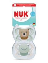 NUK - Perfect Match Air Bear/Frog, Size 0-6 Months - Čiulptukas - Mėlyna