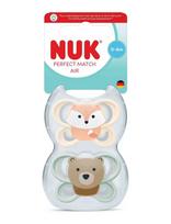 NUK - Perfect Match Air Fox/Bear, Size 0-6 Months - Čiulptukas - Marga / raštuota