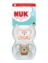 NUK - Perfect Match Air Fox/Bear, Size 0-2 Months - Čiulptukas - Marga / raštuota