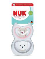NUK - Perfect Match Air Cat/Polarbear, Size 18-36 Months - Čiulptukas - Pilka
