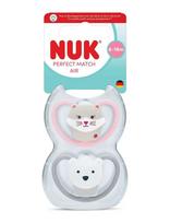 NUK - Perfect Match Air Cat/Polarbear, Size 6-18 Months - Čiulptukas - Marga / raštuota