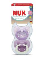 NUK - First Choice Classic Day & Night Purple, Size 6-18 Months - Čiulptukas - Violetinė