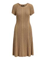 Lauren Ralph Lauren - Cable & Rib-Knit Short-Sleeve Dress - Iki kelių ir midi suknelės - Ruda