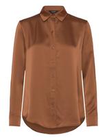 Lauren Ralph Lauren - Classic Fit Satin Charmeuse Shirt - Marškinėliai ilgomis rankovėmis - Oranžinė