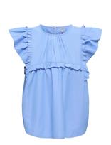 Kids Only - Kogclare Ss Ruffle Top Wvn - Palaidinės ir tunikos - Mėlyna