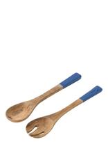 J-Line - S/2 Salad Server Mang Wd Bl/Na - Salotų serviravimo indas - Mėlyna