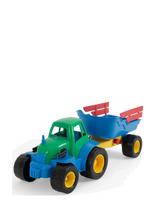 Dantoy - Classic Recycled Tractor W/ Trailer, Plastic Wheel - Traktoriai - Mėlyna