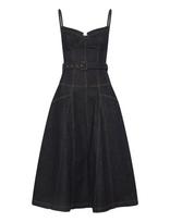 Self Portrait - Denim Flared Midi Dress - Džinsinė suknelė - Tamsiai mėlyna