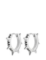 Bud To Rose - Crown Spike Earring Black/Silver - Auskarai - Sidabro