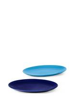 Lyngby Porcelæn - Rhombe Color Ovale Dishes 35X26,5 Dark Blue, 28.5X21.5 Blue - Vakarienės lėkštės - Mėlyna