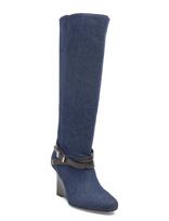 Ganni - Kat Slim Slouchy Boot Denim - Ilgaauliai batai - Mėlyna