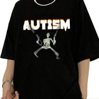 Autism Skeleton Meme Humor Funny Skull Men Women Fashion Hip Hop T-shirt Short Sleeve Fashion Casual Tshirt Oversized T Shirt S įvairiaspalvis