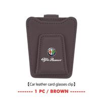 ZZFM1 Car Sunglasses Holder Sun Visor Leather Hanger Ticket Card Clip For Alfa Romeo GT Stelvio F1 Brera Volante Tonale Gloria Disco