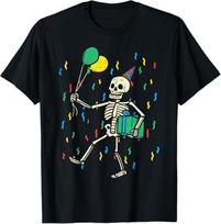 MOST POPULAR! Skeleton Birthday Funny Happy Halloween Bday Design T-Shirt S-3XL S įvairiaspalvis