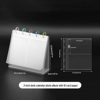 3-Inch Transparent Polaroid Desk Calendar Card Album - Loose-Leaf, Thickened, Mushroom Hole Design white