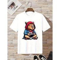 European sizes Boys' Play Games T-Shirt with Video Game Controller & Letter Print - Soft Round Neck Casual Summer Tee Suitable for 98cm balta