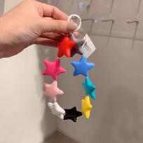 1Pc Waist Hanging Five Pointed Star Keychain Colorful Big Silicone Strap Phone Strap Star Contrasting Fashion Accessories A1