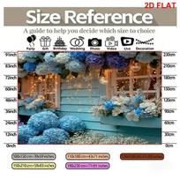 Blue Hydrangea and Fairy Light Window Backdrop Photography Background 47.2x31.5inch/120*80cm