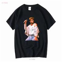 George Michael Signature medvilninis juodas moteriškas marškinėlis S-5XL dydžio, ilgomis ar trumpomis rankovėmis, vintažinis, skalbtas, laisvalaikio, minkštas, tamprus, unisex S įvairiaspalvis