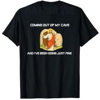 Jesus Coming Out of My Cave and I've Been Doing Just Fine T-Shirt Easter Day Novelty Gift Rock Faith Saying Tee Streetwear Tops S įvairiaspalvis