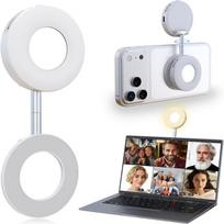 Magnetic Selfie Light, iPhone MagSafe-Compatible Phone Light. 360° LED Selfie Ring Fill Light with Foldable Stand and Mirror balta