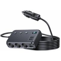 128W Car Charger Adapter 7 In 1 Car Socket Splitter Fast PD30W/QC 3.0 Independent Switches 12V/24V DC Outlet juoda