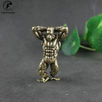 Heavy Brass Fitness Gorilla Small Sculpture Porch Decoration for Living Room Animal Orangutan Figurines Desktop Ornaments Crafts