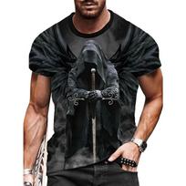 Men's 3D Eagle and Wolf Graphic T-Shirt - Vibrant Multi-Color Print, Casual Short Sleeve, Polyester, Machine Washable, PLUS SIZE XL juoda