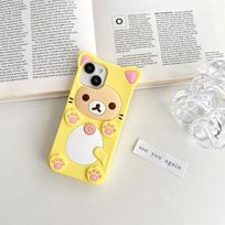 Mielas meškiuko dėklas iPhone 16 15 14 13 12 Mini 11 Pro Max Xs XR 6 7 8 Plus SE Kawaii katės silikoninis minkštas apsauginis dėklas iPhone 16 Pro Max rožinė
