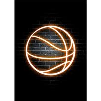 Basketball Posters And Prints Wall Art Neon Light Canvas Painting Modern Murals Teenage Boy Room Decoration Pictures 30x45cm No Frame brown
