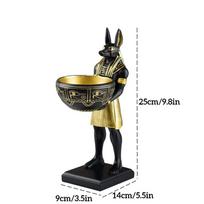 25cm Anubio dievo statulėlė su dubeniu Egipto skulptūra Stalo dekoracija Įėjimo dekoracija Raktų ir saldainių laikiklis Dervos ornamentas Namų interjero dekoras auksas