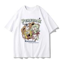 SpongeBob SquarePants Patrick Star Joint Short Sleeve T-Shirt Summer Couple Pure Cotton Fashion Trend Harajuku Unisex Casual S balta
