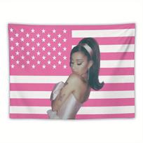 Funny Ariana Grande Pink Flag Fabric Tapestry  Perfect Decor for College Dorm Outdoor Party Patio  Yard Space Flat Printing 74x94cm(29x37in)